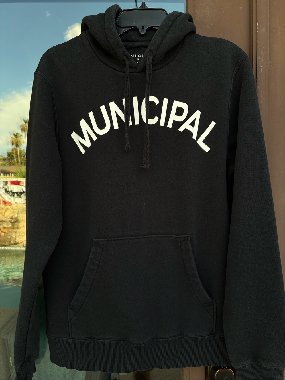 MUNICIPAL Black Hoodie Sweatshirt S